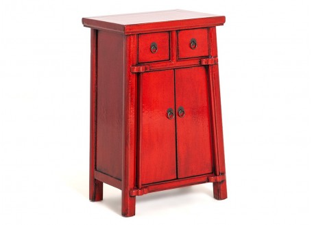 Meuble d’appoint Chinois - 2 portes 2 tiroirs - Rouge vif