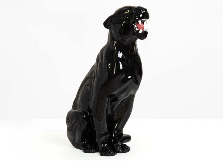 Statue de panthère noire en céramique