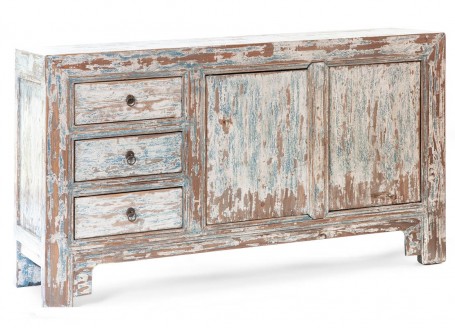 Chinese burnished sideboard - blue / white