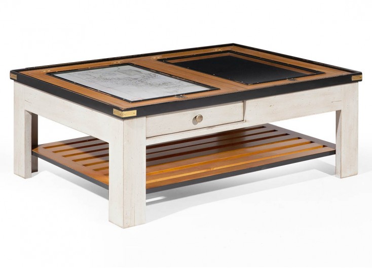 Coffee table Felix Monge in wood and glass