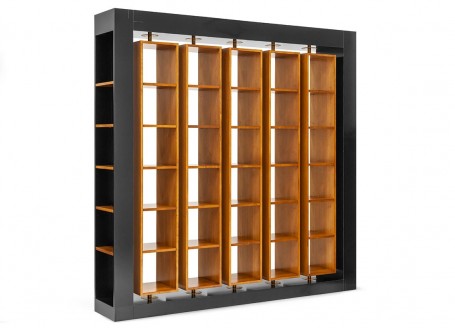 Felix Monge Virevolte bookcase 5 columns - black and brown