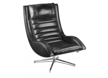 Wall Street easy chair - black leather