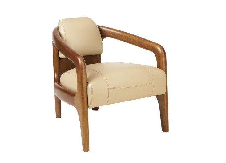 Nordic armchair daytona in beige leather