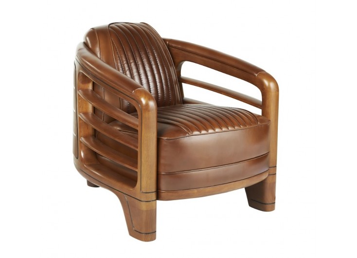 Riviera armchair - brown leather