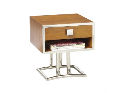 Times square nightstand or end sofa in wood and inox in art deco style