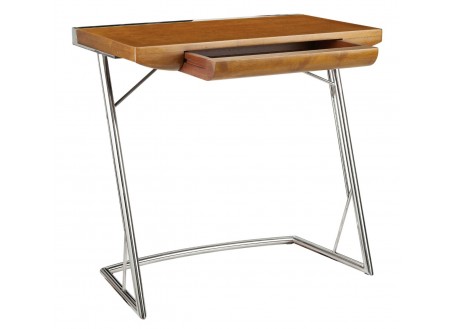 Bureau sting L80 cm en bois et inox style art deco