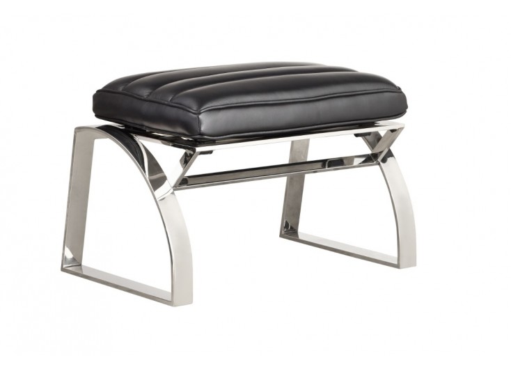 Madrid Lounge footstool - black leather