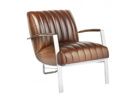 Fauteuil club n°7 cuir marron design retro