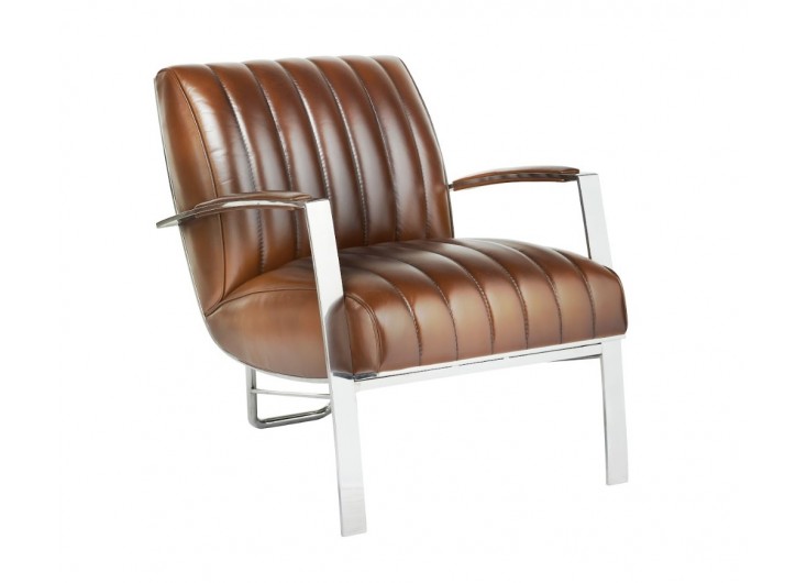 Fauteuil club n°7 cuir marron design retro