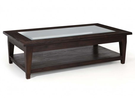 Large coffee table in teak and glass