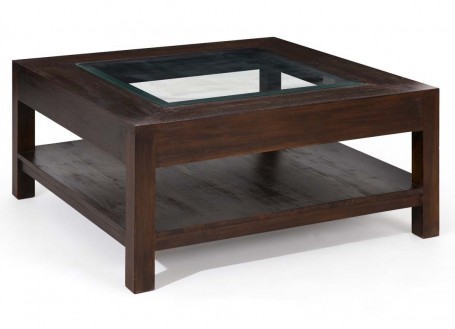 Lombok coffee table in teak and glass