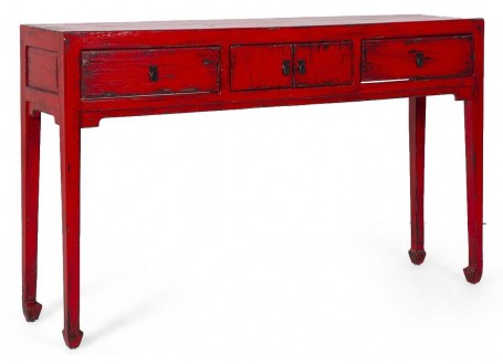 Chinese large console table - red