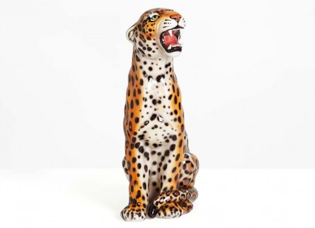 Statue of a ceramic panther