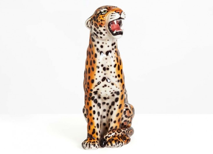 Statue of a ceramic panther