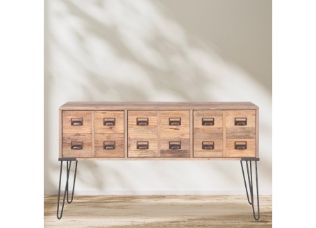 Console table and chest of drawers in metal and wood