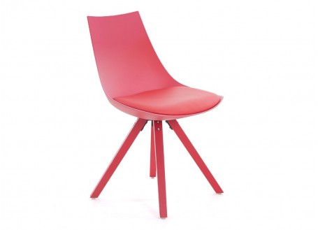 Chaise rouge en cuir synthétique - L 45 cm