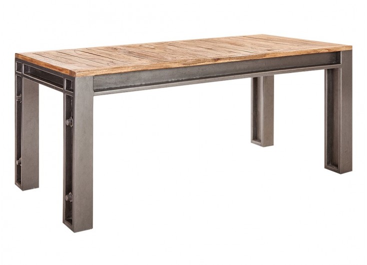 Table repas fixe Profile style industriel en bois massif 