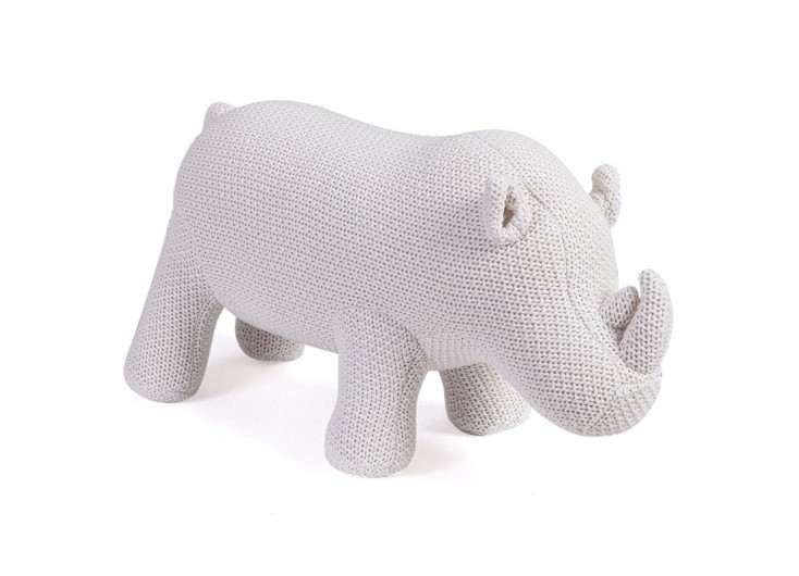 Pouf - tabouret rhinocéros blanc. 116 cm