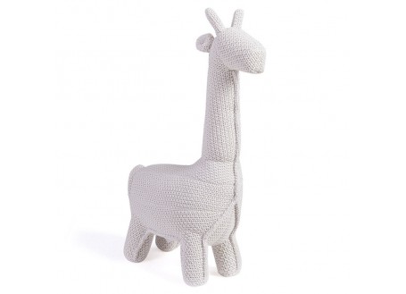 Pouf girafe jaune. Fil de coton tricoté. 128 cm