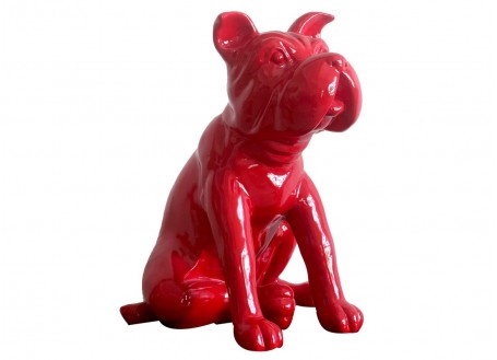 Statue en résine - chien rouge