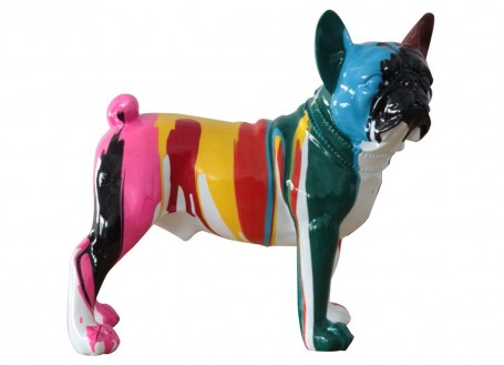 Statue of a French bulldog in resin