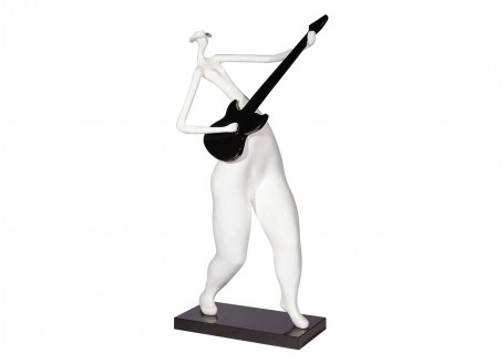 Grande statue de femme stylisée Jouant de la guitare, résine