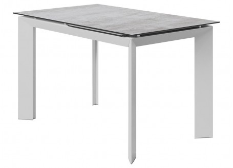 Table extensible en résine - Finition blanc gris