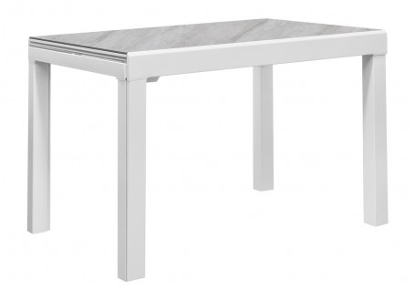 Very large extendable table in ceramic resin - White finish