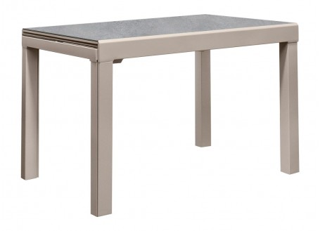 Table extensible en résine céramique - Finition taupe/gris