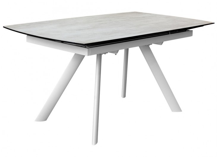 Table extensible en résine céramique - Finition blanc/gris